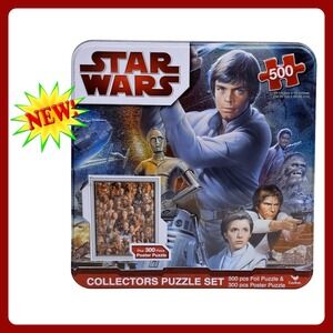 Cardinal Star Wars Collectors Puzzle Set 500pc Foil 300pc Poster 2010 Tin NEW